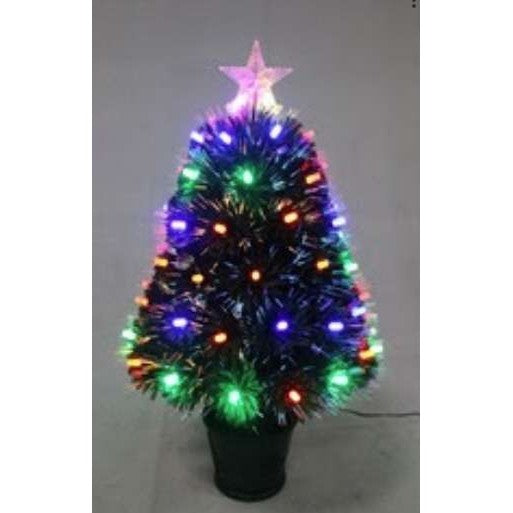 Brazi de Craciun cu fibra optica rosu-albastru, rosu-verde cu bec in ghiveci 8mm - 180cm