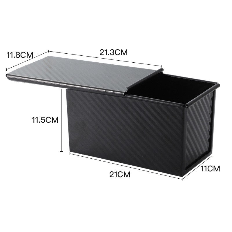 Tava pentru Paine, Kadeny, din Otel Carbon, 450 g, cu Capac, Antiaderenta, 21 x 11 x 11.5 cm, Negru