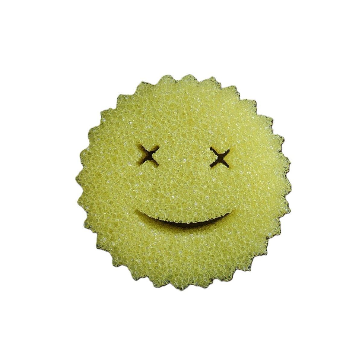 Burete de Vase, Kadeny, Rotund, din Burete PU, Model Smiley Face, Doua Fete, 10 x 4 cm, Galben