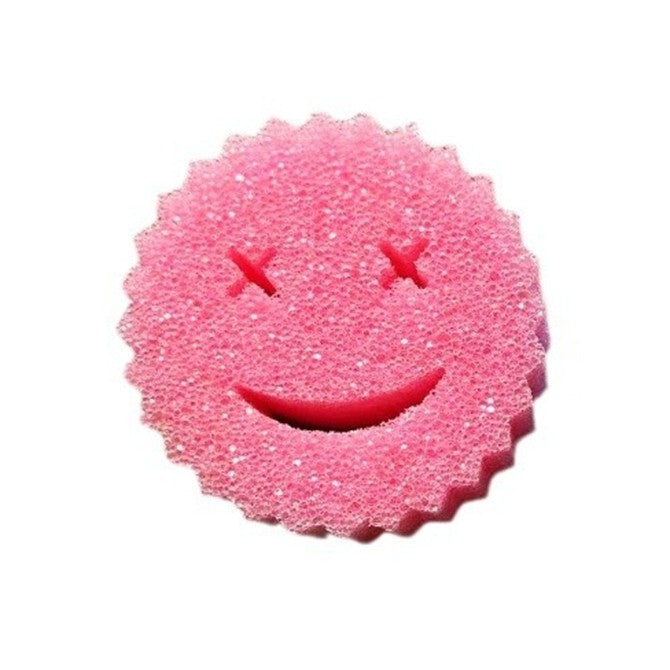 Burete de Vase, Kadeny, Rotund, din Burete PU, Model Smiley Face, Doua Fete, 10 x 4 cm, Roz/Galben