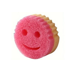 Burete de Vase, Kadeny, Rotund, din Burete PU, Model Smiley Face, Doua Fete, 10 x 4 cm, Roz/Galben