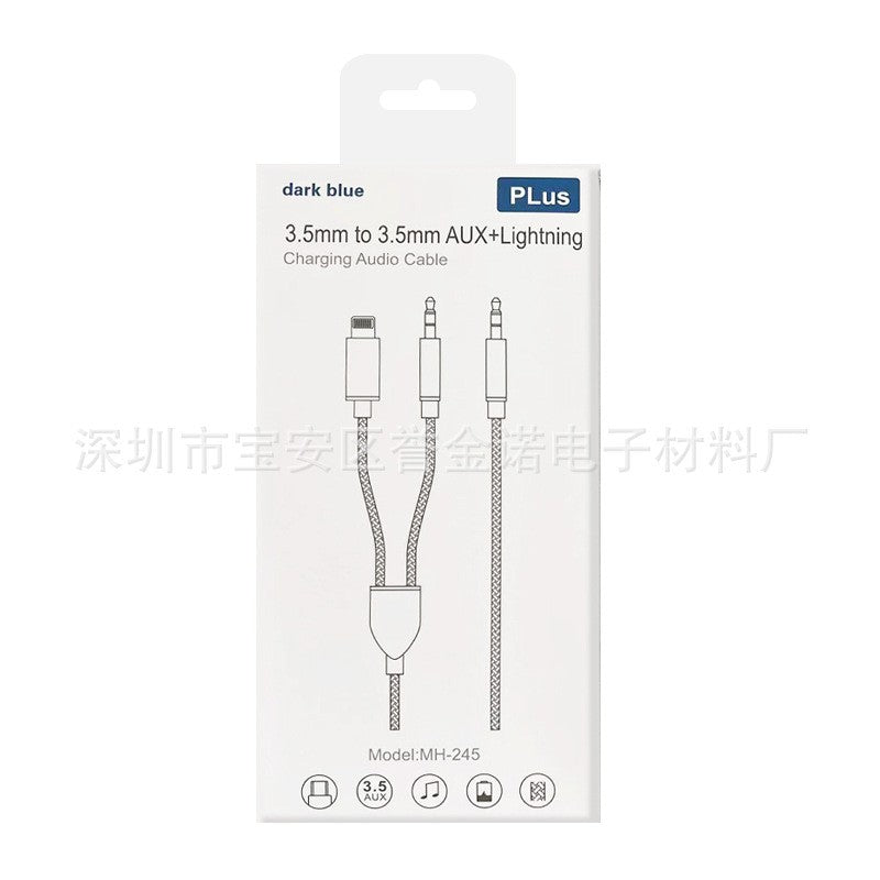 Cablu 2 in 1 Audio adaptor Jack 3.5 mm auxiliar compatibil iPhone si USB type C, Kadeny, Albastru Inchis