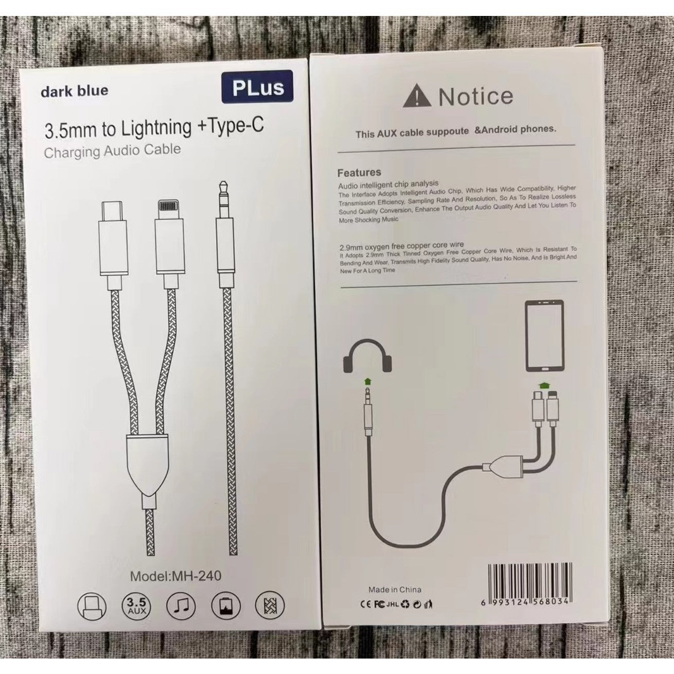 Cablu 2 in 1 Audio si incarcare USB, adaptor Jack 3.5 mm auxiliar compatibil iPhone Kadeny, Negru