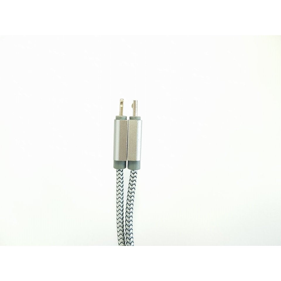 Cablu date Fineblue F-U5 metalic 1 Micro + 1 Lightning Argintiu