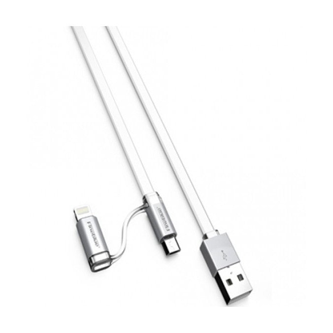 Cablu date Fineblue F-U6 2 in 1 (MicroUSB + Lightning) Alb