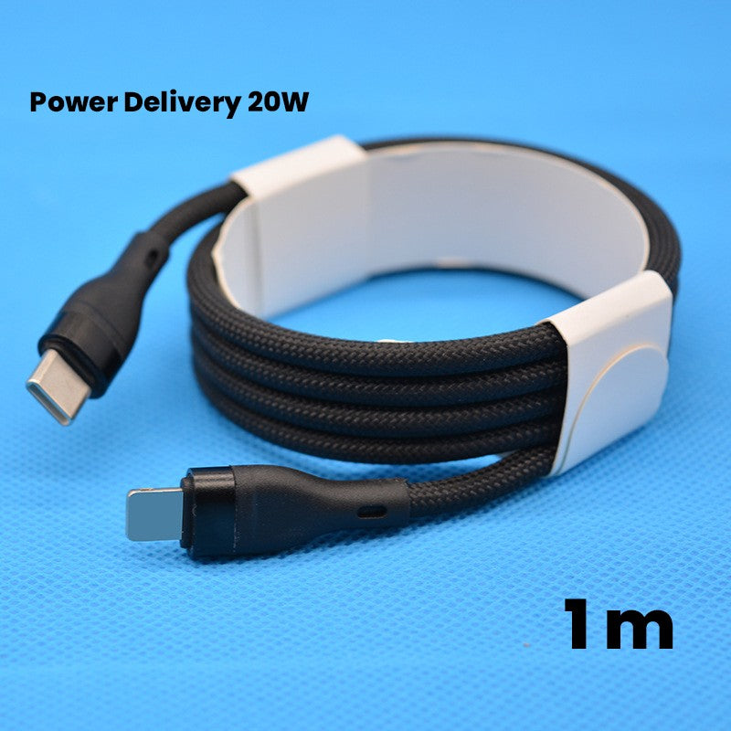 Cablu de Date impletit din Nailon, Kadeny, Incarcare Rapida, Potrivit Compatibil cu iPhone, Cablu de Incarcare cu Power Delivery 20W, 1 m, Negru