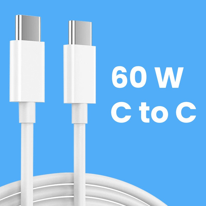 Cablu de Date pentru Telefon, Kadeny, Cablu TYPE-C to TYPE-C Universal, Compatibil cu iOS si Android, Power Delivery 60W 130 cupru, 1 M, Simplu, Alb