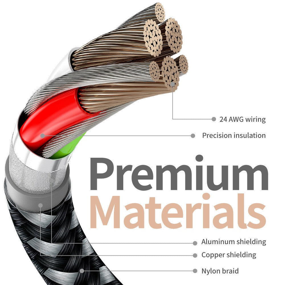 Cablu de Date pentru Telefon, Kadeny, Cablu USB spre Lightning Compatibil cu iPhone, Lungime 1 M, Impletit Triunghiular in 2 culori, Rosu Negru