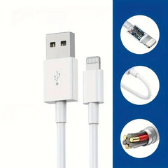 Cablu de Date pentru Telefon, Kadeny, port USB-A Compatibil cu iPhone cu porturi de tip Lightning, pentru Incarcare Rapida, Lungime 1M, Alb