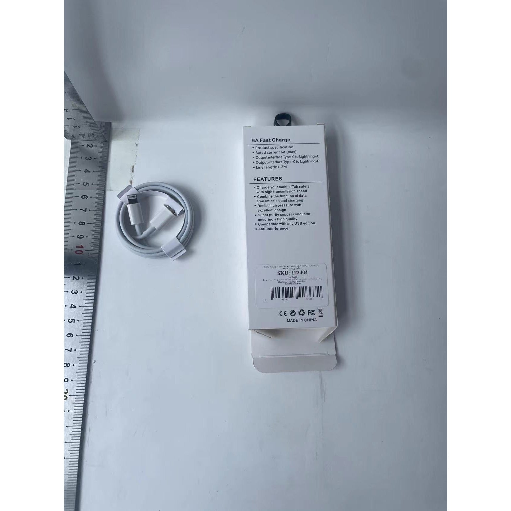 Cablu de date si de incarcare Apple, USB Tip-C-Lightning, 1 metru, Kaveny, Alb