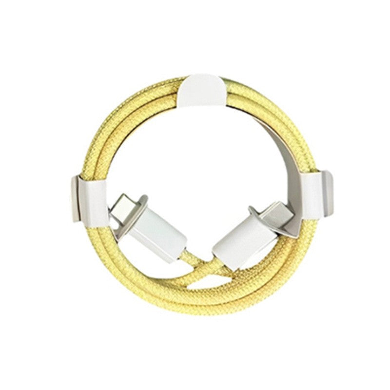 Cablu de Date Universal, Kadeny, Incarcare Rapida, Type-C to Type-C Compatibil cu Telefon sau Tableta, Cablu de Incarcare Impletit din Nailon, 1 m, Galben