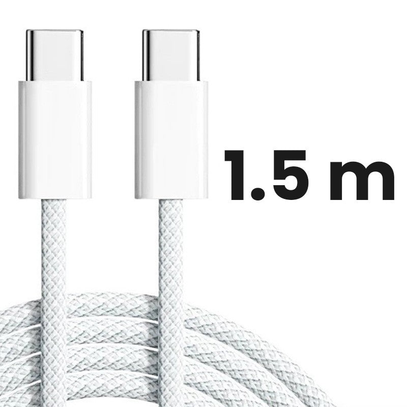 Cablu de Date Universal pentru Telefon, Kadeny, Cablu TYPE-C to TYPE-C, Compatibil cu iOS si Android, Fire 160 cupru, 1.5M, Impletit Nailon, Alb