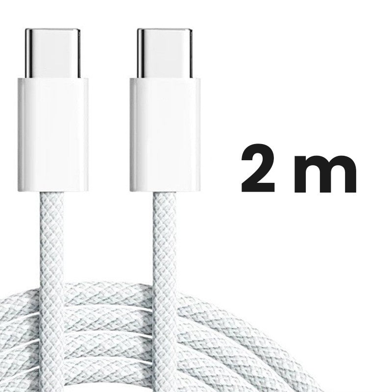 Cablu de Date Universal pentru Telefon, Kadeny, Cablu TYPE-C to TYPE-C, Compatibil cu iOS si Android, Fire 160 cupru, 2M, Impletit Nailon, Alb