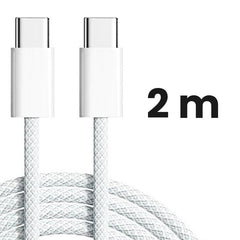 Cablu de Date Universal pentru Telefon, Kadeny, Cablu TYPE-C to TYPE-C, Compatibil cu iOS si Android, Fire 160 cupru, 2M, Impletit Nailon, Alb