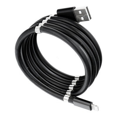 Cablu de incarcare rapida, Kaveny, USB, compatibil Iphone, cu absorbtie magnetica, 1 m, negru