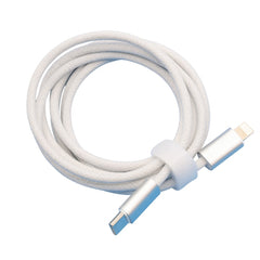 Cablu de Incarcare Rapida pentru Telefon, Kadeny, Power Delivery 27W, Potrivit Compatibil cu iPhone, Impletit texturat cu Nailon, C to Lightning, 1.5 m 160 cupru, Alb