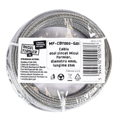 Cablu otel zincat Micul Fermier, diametru 4mm, lungime 25m