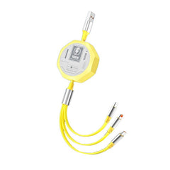 Cablu Retractabil 3in 1 pentru Telefon, Kadeny, Cablu de incarcare rapida 100W, stil Mecha, potrivit pentru Auto, Universal 1.2M, Galben