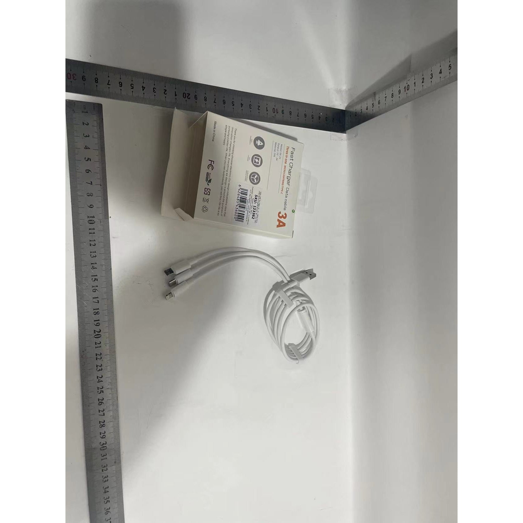 Cablu USB 3in1 Kadeny SX - 21, USB la micro USB/USB-C/compatibil iphone, 3A, 1.2m (alb)