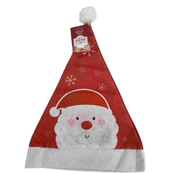 Caciula de Mos Craciun, Kadeny, Model 1 Mos Craciun cu Fulgi de Zapada, Marime Universala, Material Textil, 28 x 39 cm, Alb/Rosu