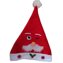 Caciula de Mos Craciun, Kadeny, Model 3 Mos Craciun cu Mustata, Marime Universala, Material Textil, 30 x 40 cm, Alb/Rosu