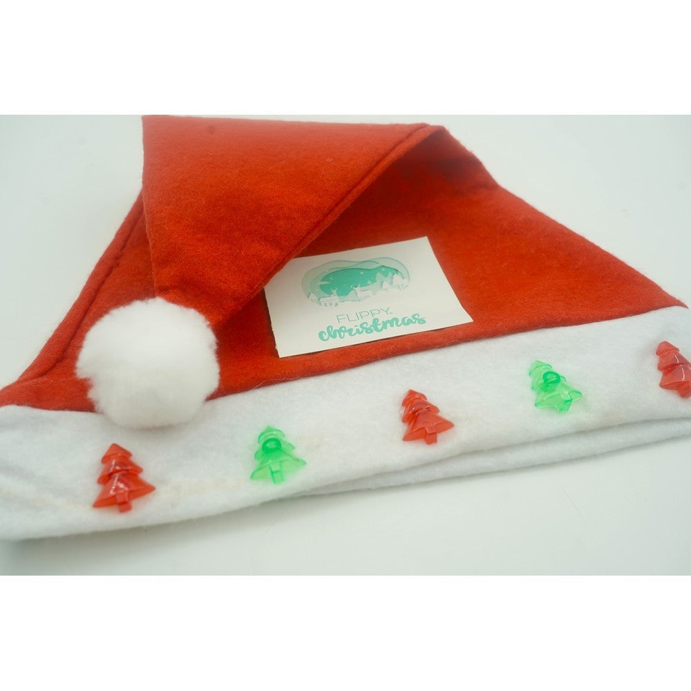 Caciulita de Mos Craciun,Kadeny, cu braduti ,led si muzica, rosie, marime universala, poliester