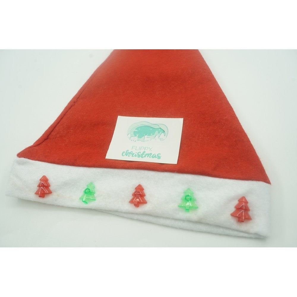 Caciulita de Mos Craciun,Kadeny, cu braduti ,led si muzica, rosie, marime universala, poliester