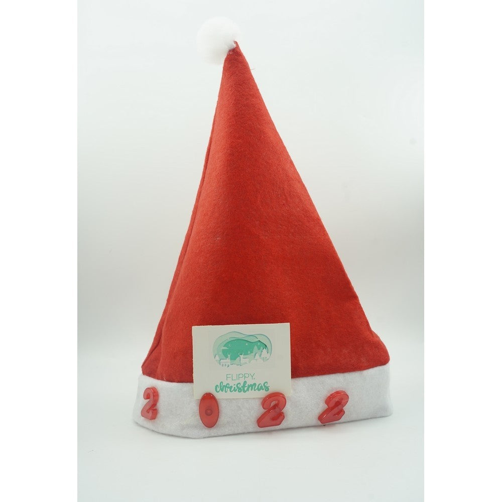 Caciulita de Mos Craciun,Kadeny, cu inscriptie 2022 ,led si muzica, rosie, marime universala, poliester