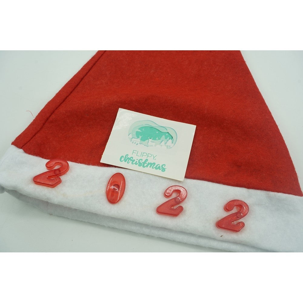 Caciulita de Mos Craciun,Kadeny, cu inscriptie 2022 si led, rosie, marime universala, poliester