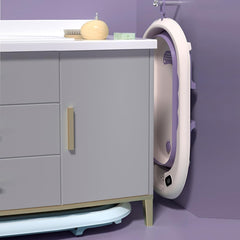 Cada de Baie, Kadeny, pentru Copii 0 luni - 6 Ani, cu Termometru, Pliabila, Perna Suport Inclusa, din Plastic, 81.5 x 49 x 21.5 cm, Mov