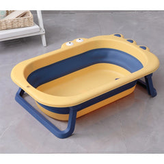 Cada Pliabila pentru Baie, Kadeny, din PP+TPR, pentru Copii 0-6 Ani, Model Crocodil, Dop de Scurgere, 80x54x21 cm, Galben/Albastru