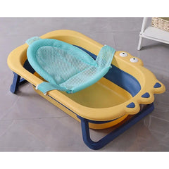 Cada Pliabila pentru Baie, Kadeny, din PP+TPR, pentru Copii 0-6 Ani, Model Crocodil, Dop de Scurgere, 80x54x21 cm, Galben/Albastru