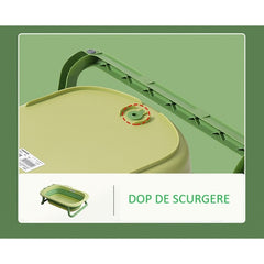 Cada Pliabila pentru Baie, Kadeny, din PP+TPR, pentru Copii 0-6 Ani, Model Crocodil, Dop de Scurgere, 80x54x21 cm, Verde