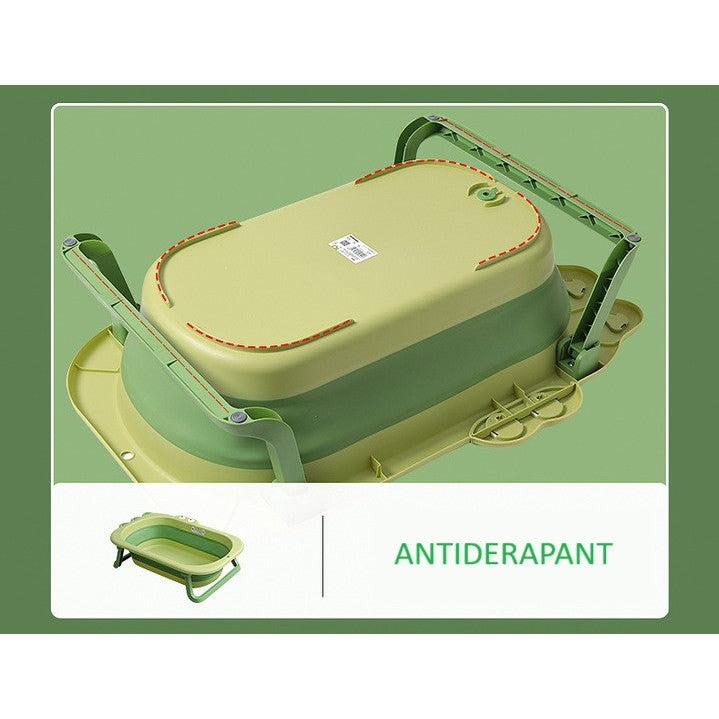 Cada Pliabila pentru Baie, Kadeny, din PP+TPR, pentru Copii 0-6 Ani, Model Crocodil, Dop de Scurgere, 80x54x21 cm, Verde