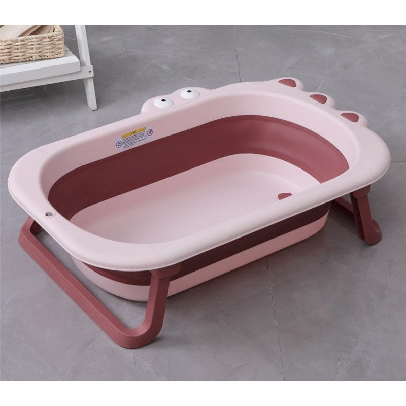 Cada Pliabila pentru Baie, Kadeny, din PP+TPR, pentru Copii 0-6 Ani, Model Crocodil, Dop de Scurgere, 80x54x21 cm, Roz