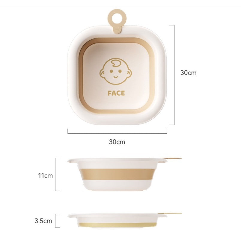 Cada Pliabila pentru Baie pentru Copii, Kadeny, Cadita pentru Bebelusi, Model Patrat pentru Fata, Maro, 30x30x3.5 cm, 3.5 L