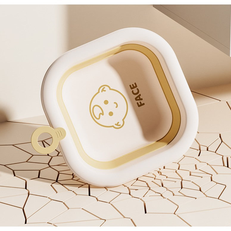 Cada Pliabila pentru Baie pentru Copii, Kadeny, Cadita pentru Bebelusi, Model Patrat pentru Fata, Maro, 30x30x3.5 cm, 3.5 L