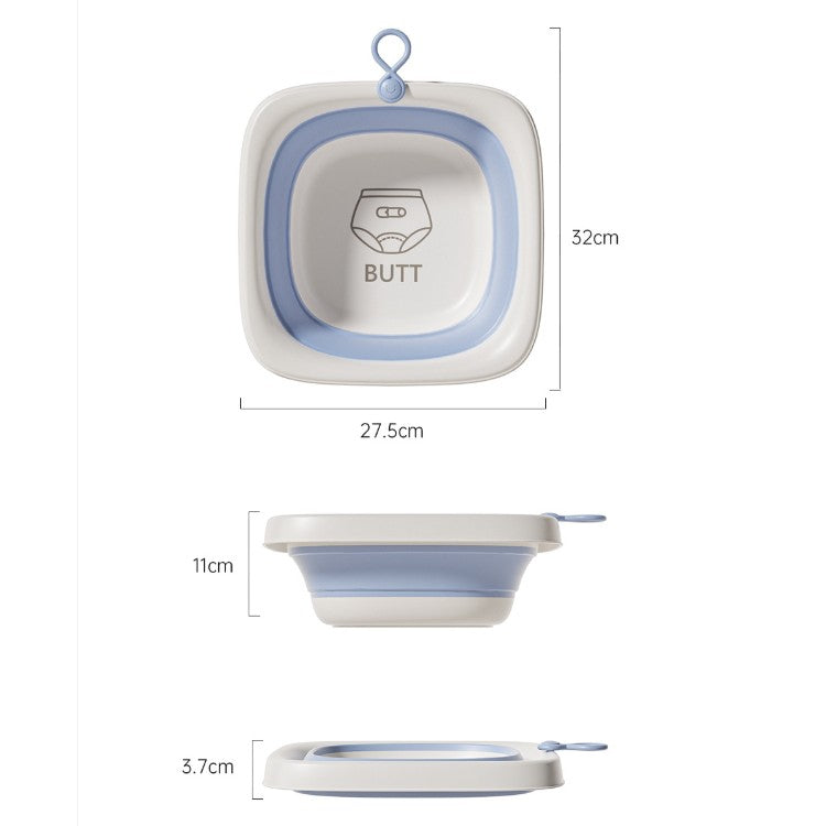 Cada Pliabila pentru Baie pentru Copii, Kadeny, Cadita pentru Bebelusi, Model Patrat pentru Fundulet, Albastru, 32x27.5x3.7 cm, 4 L
