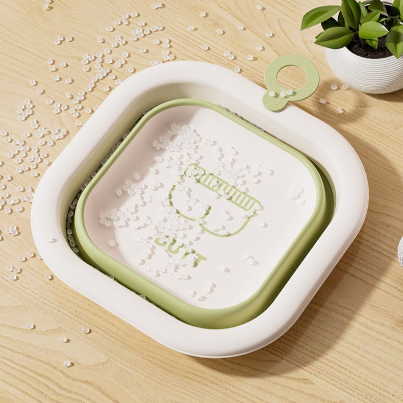 Cada Pliabila pentru Baie pentru Copii, Kadeny, Cadita pentru Bebelusi, Model Patrat pentru Fundulet, Verde, 30x30x3.5 cm, 3.5 L