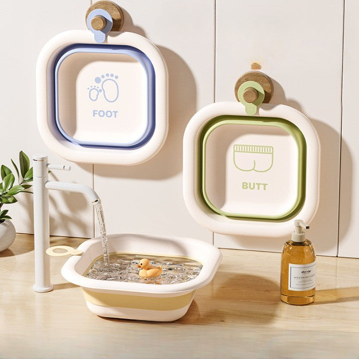 Cada Pliabila pentru Baie pentru Copii, Kadeny, Cadita pentru Bebelusi, Model Patrat pentru Picioare, Albastru, 30x30x3.5 cm, 3.5 L