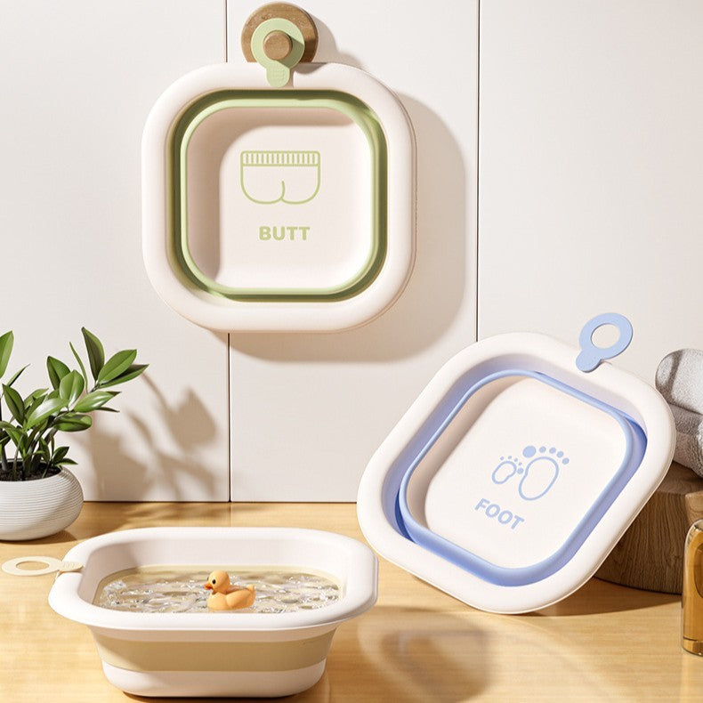 Cada Pliabila pentru Baie pentru Copii, Kadeny, Cadita pentru Bebelusi, Model Patrat pentru Picioare, Albastru, 30x30x3.5 cm, 3.5 L