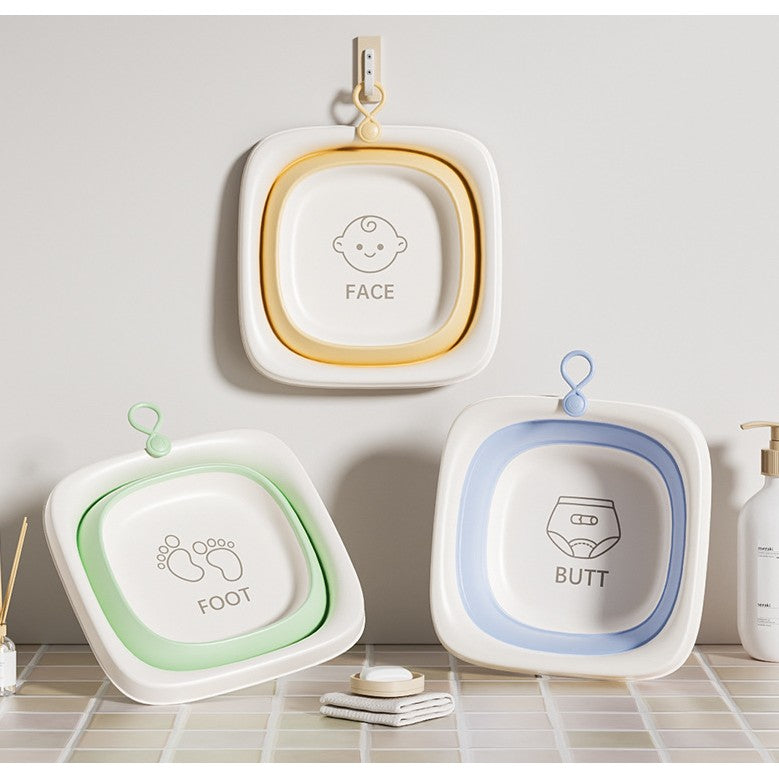 Cada Pliabila pentru Baie pentru Copii, Kadeny, Cadita pentru Bebelusi, Model Patrat pentru Picioare, Verde, 32x27.5x3.7 cm, 4 L