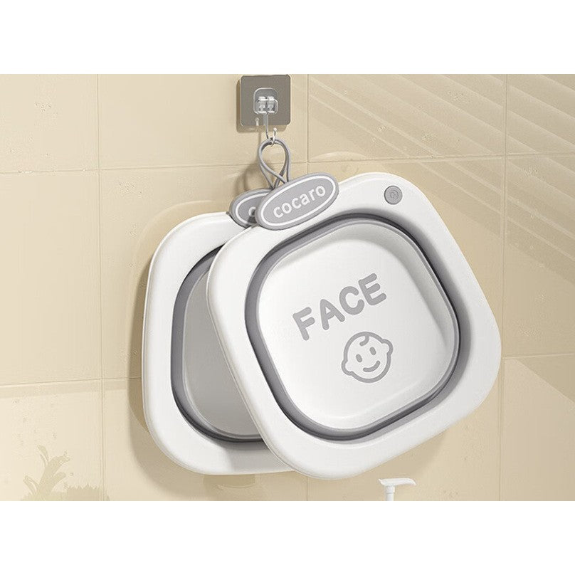 Lavoar Pliabil, Kadeny, pentru Copii 1-8 Ani, 28.5x28.5x10 cm, din PE+PP, 3.5l, Model Fata, Gri