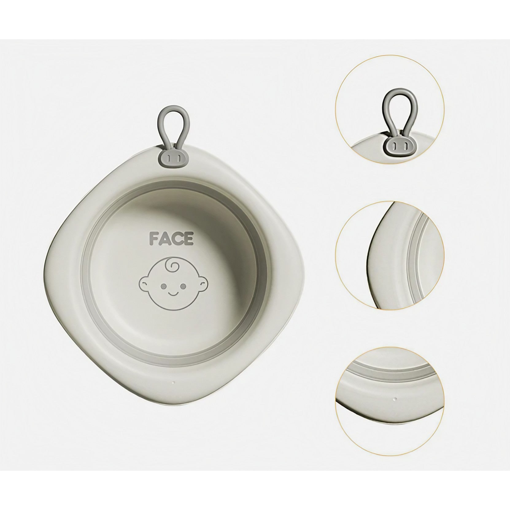 Cada Pliabila pentru Baie pentru Copii, Kadeny, Cadita pentru Bebelusi, Model Romb pentru Fata, Gri, 31.5x31.5x3.5 cm, 3L