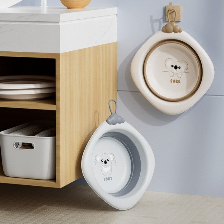 Cada Pliabila pentru Baie pentru Copii, Kadeny, Cadita pentru Bebelusi, Model Romb pentru Fata Koala, Maro, 30x30x3.5 cm, 4L