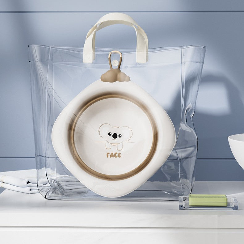 Cada Pliabila pentru Baie pentru Copii, Kadeny, Cadita pentru Bebelusi, Model Romb pentru Fata Koala, Maro, 30x30x3.5 cm, 4L