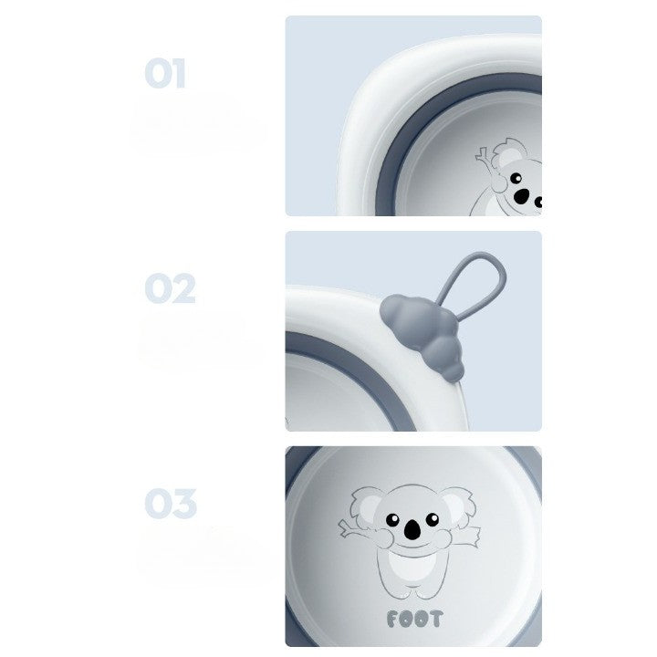 Cada Pliabila pentru Baie pentru Copii, Kadeny, Cadita pentru Bebelusi, Model Romb pentru Picioare Koala, Gri, 30x30x3.5 cm, 4L