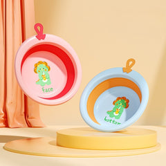 Cada Pliabila pentru Baie pentru Copii, Kadeny, Cadita pentru Bebelusi, Model Rotund cu Dinozaur, Blue, 30x30x3.7 cm, 4L