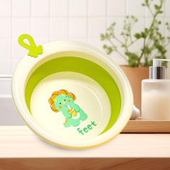 Cada Pliabila pentru Baie pentru Copii, Kadeny, Cadita pentru Bebelusi, Model Rotund cu Dinozaur, Verde, 30x30x3.7 cm, 4L