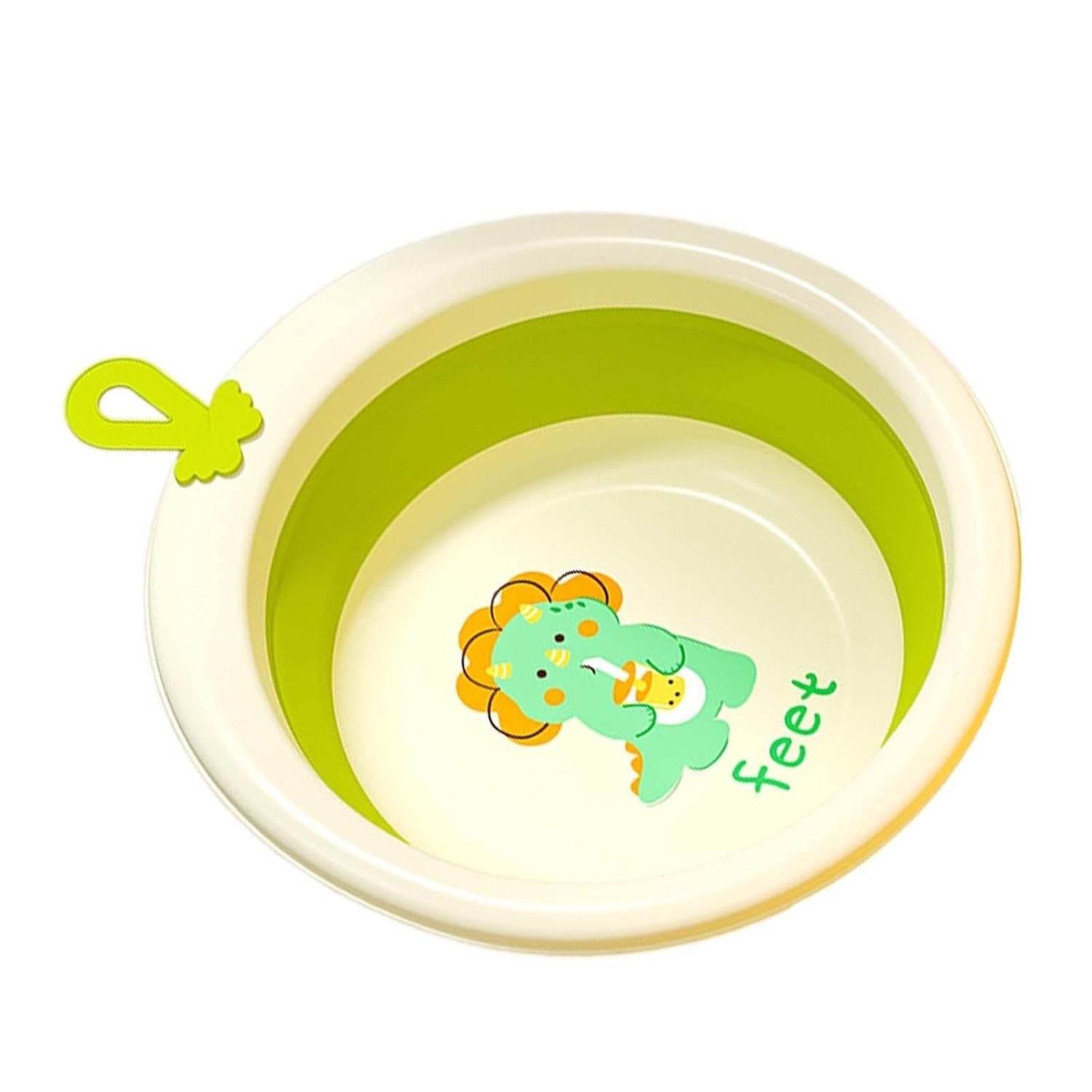 Cada Pliabila pentru Baie pentru Copii, Kadeny, Cadita pentru Bebelusi, Model Rotund cu Dinozaur, Verde, 30x30x3.7 cm, 4L